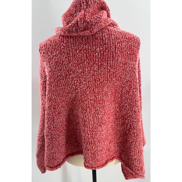 Free People BFF Red White Cowl Neck Sweater Boucle Oversized Pullover Knit S - Picture 5 of 7